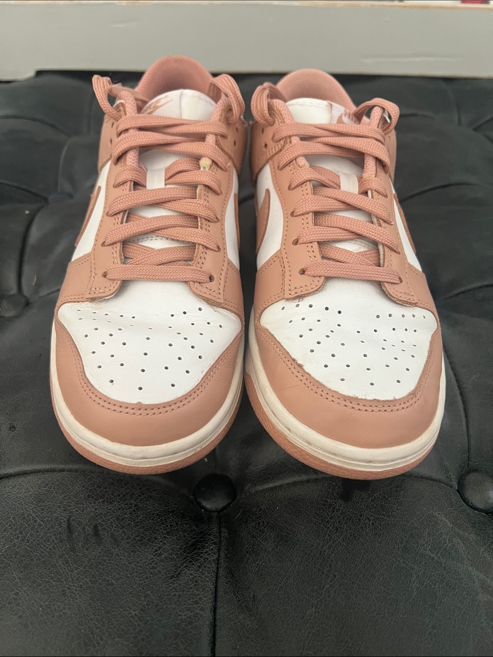Nike Women’s Rose/White Dunk Low-Top Sneakers - Picture 2 of 8